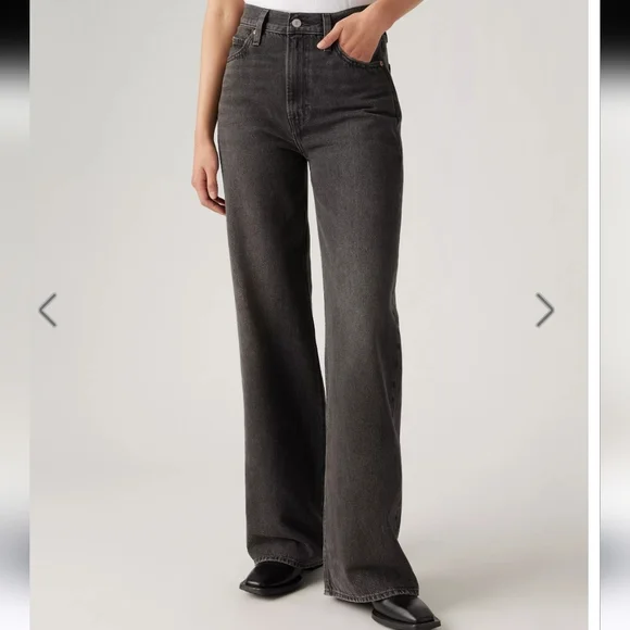 Levi's Ribcage Wide-Leg Black Jeans Women's Size 27 - Picture 1 of 10